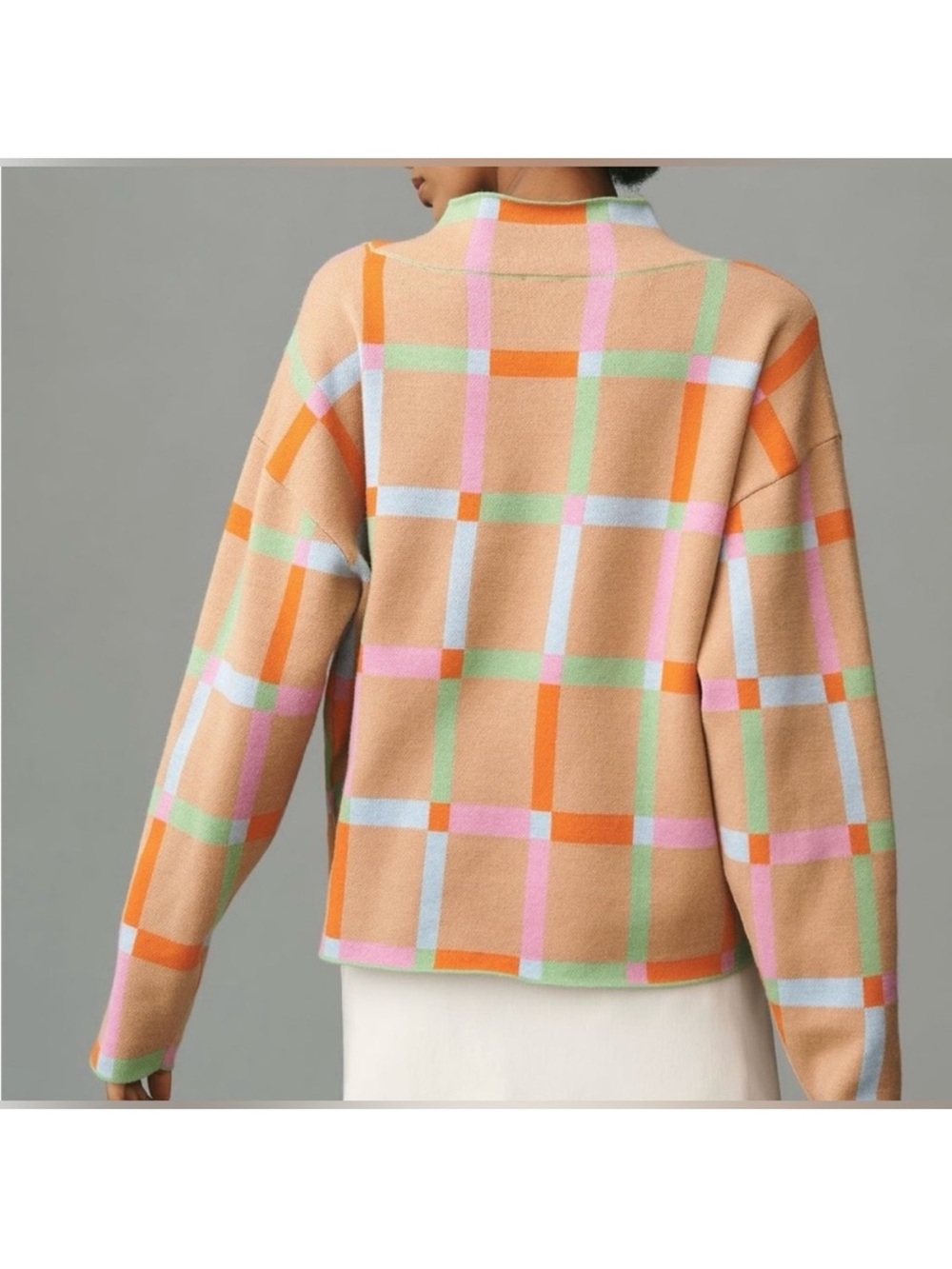Anthropologie MAEVE The Carys Mock neck Sweater Multicolor Plaid Turtleneck Sz M - Picture 3 of 13